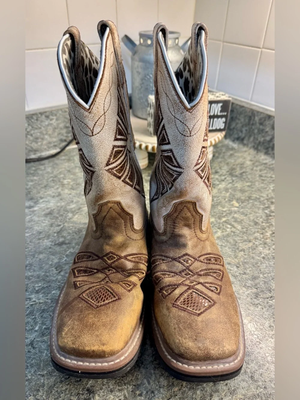 Dan Post Brown and Cream Kids' Western Boots 6D